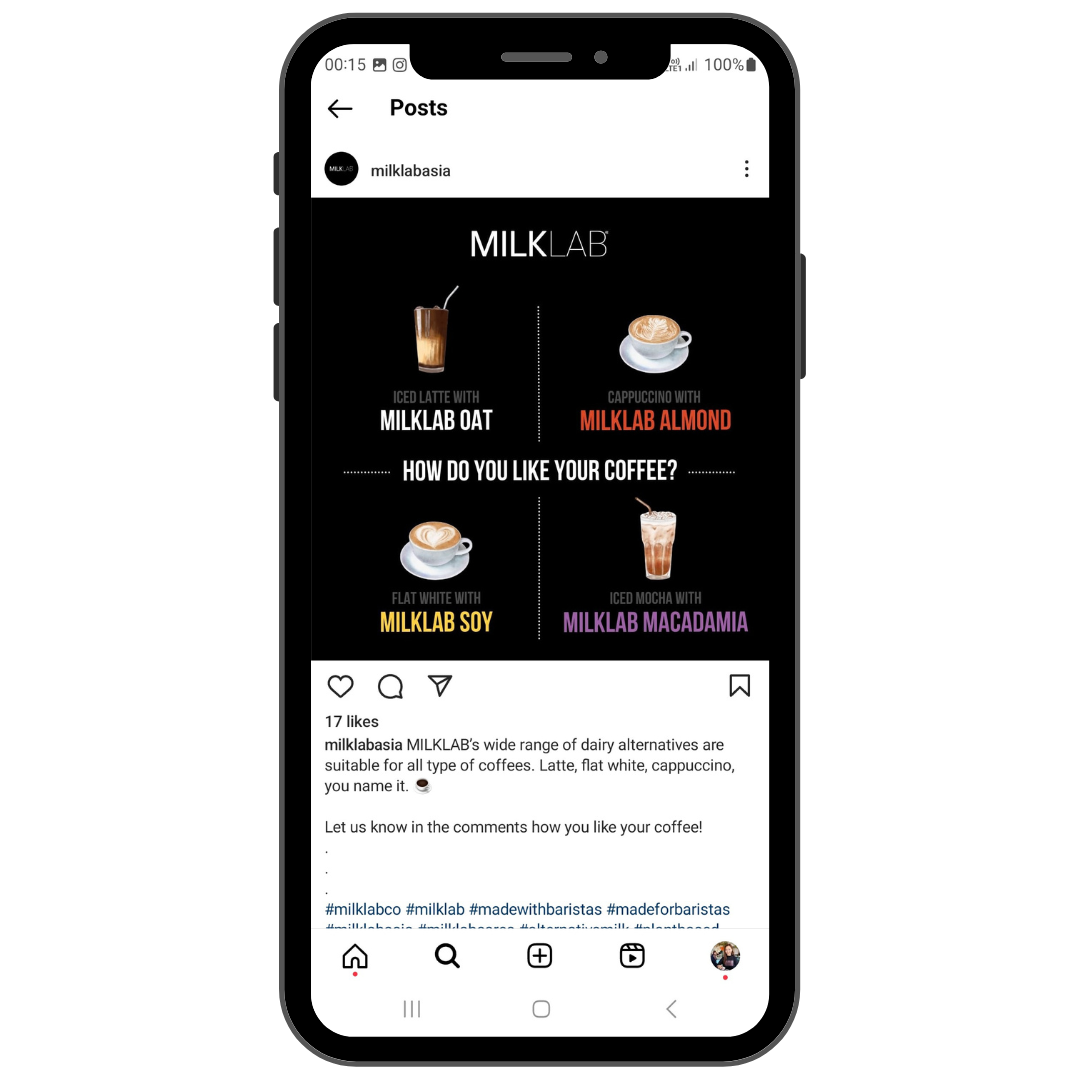Milk Lab's Social Media Content Posts